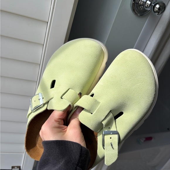 Papillio soft Sage Green Suede Clog with Chunky White Sole- like new! - Picture 2 of 5